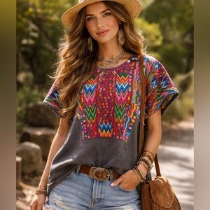 Vintage Guatemalan Huipil Handwoven Embroidered Top